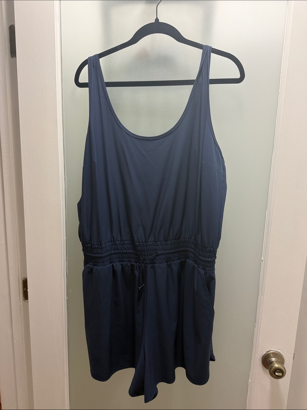Abercrombie & Fitch Navy Sleeveless Romper with Drawstring Waist